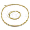 Oro Laminado Necklace and Bracelet, Gold Filled Style Ball Design, Polished, Golden Finish, 06.341.0006