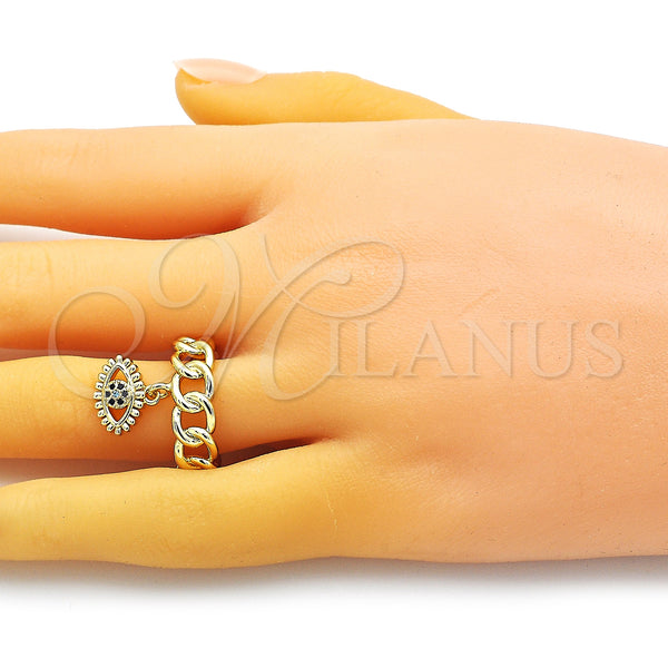 Gold Filled Ring — Multi Stone Ring Evil Eye and Curb Design — alternate product view — SKU 150738 | Oro Laminado anillo — Multi Stone Ring Evil Eye and Curb diseño — SKU 150738