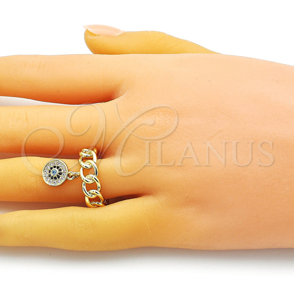 Gold Filled Ring — Multi Stone Ring Curb and Evil Eye Design — alternate product view — SKU 150739 | Oro Laminado anillo — Multi Stone Ring Curb and Evil Eye diseño — SKU 150739