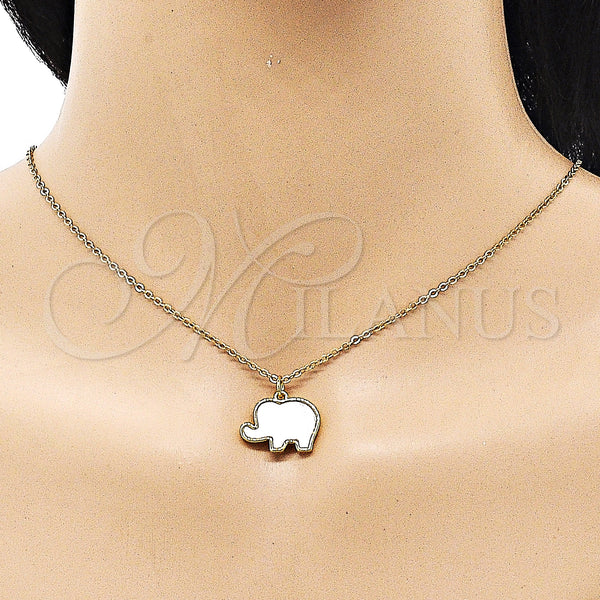 Gold Filled Pendant — Fancy Pendant Elephant Design with White Mother of — alternate product view — SKU 150756 | Oro Laminado dije — elegante Pendant Elephant diseño with blanco Mother of — SKU 150756