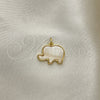 Oro Laminado Fancy Pendant, Gold Filled Style Elephant Design, with White Mother of Pearl, Polished, Golden Finish, 05.341.0056