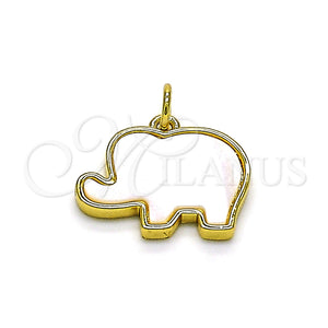 Gold Filled Pendant — Fancy Pendant Elephant Design with White Mother of — main product view — SKU 150756 | Oro Laminado dije — elegante Pendant Elephant diseño with blanco Mother of — SKU 150756
