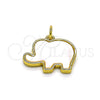 Oro Laminado Fancy Pendant, Gold Filled Style Elephant Design, with White Mother of Pearl, Polished, Golden Finish, 05.341.0056
