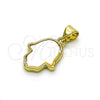 Oro Laminado Fancy Pendant, Gold Filled Style Hand of God Design, with White Mother of Pearl, Polished, Golden Finish, 05.341.0058