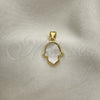Oro Laminado Fancy Pendant, Gold Filled Style Hand of God Design, with White Mother of Pearl, Polished, Golden Finish, 05.341.0058