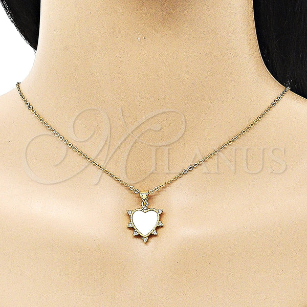 Gold Filled Pendant — Fancy Pendant Heart Design with White Mother of — alternate product view — SKU 150759 | Oro Laminado dije — elegante Pendant corazón diseño with blanco Mother of — SKU 150759