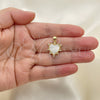 Oro Laminado Fancy Pendant, Gold Filled Style Heart Design, with White Mother of Pearl, Polished, Golden Finish, 05.341.0059