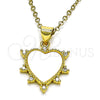 Oro Laminado Fancy Pendant, Gold Filled Style Heart Design, with White Mother of Pearl, Polished, Golden Finish, 05.341.0059