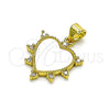 Oro Laminado Fancy Pendant, Gold Filled Style Heart Design, with White Mother of Pearl, Polished, Golden Finish, 05.341.0059