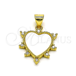 Gold Filled Pendant — Fancy Pendant Heart Design with White Mother of — main product view — SKU 150759 | Oro Laminado dije — elegante Pendant corazón diseño with blanco Mother of — SKU 150759