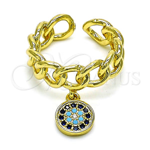 Gold Filled Ring — Multi Stone Ring Evil Eye and Curb Design — main product view — SKU 150760 | Oro Laminado anillo — Multi Stone Ring Evil Eye and Curb diseño — SKU 150760