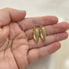 Oro Laminado Huggie Hoop, Gold Filled Style with Green and White Micro Pave, Polished, Golden Finish, 02.264.0006.10.20