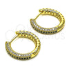 Oro Laminado Huggie Hoop, Gold Filled Style with Green and White Micro Pave, Polished, Golden Finish, 02.264.0006.10.20