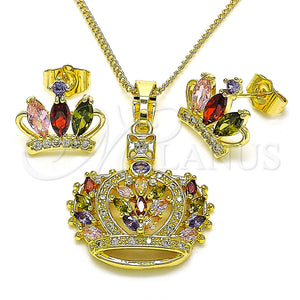 Gold Filled Ring — Earring and Pendant Adult Set Crown Design with — main product view — SKU 150775 | Oro Laminado anillo — Earring and Pendant Adult Set Crown diseño with — SKU 150775