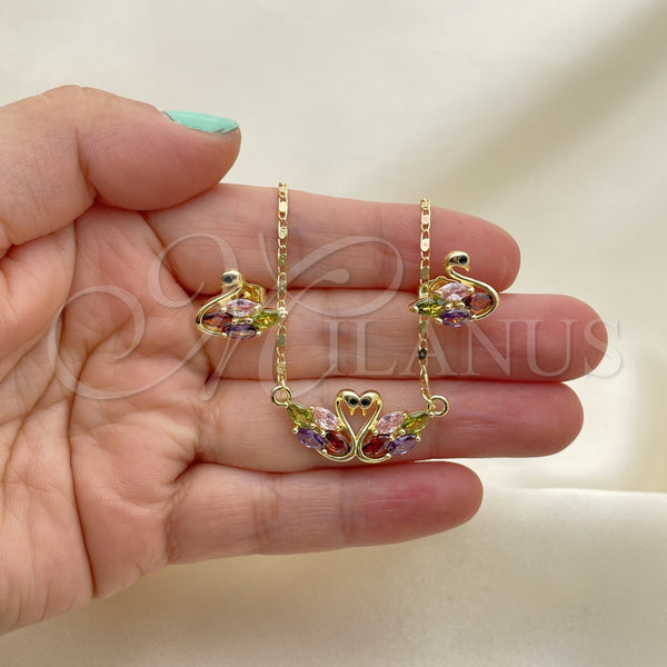 Gold Filled Ring — Earring and Pendant Adult Set Swan Design with — alternate product view — SKU 150778 | Oro Laminado anillo — Earring and Pendant Adult Set Swan diseño with — SKU 150778