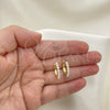 Oro Laminado Huggie Hoop, Gold Filled Style with Ivory Pearl, Polished, Golden Finish, 02.213.0442.15