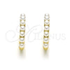 Oro Laminado Huggie Hoop, Gold Filled Style with Ivory Pearl, Polished, Golden Finish, 02.213.0442.15