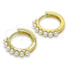 Oro Laminado Huggie Hoop, Gold Filled Style with Ivory Pearl, Polished, Golden Finish, 02.213.0442.15
