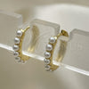 Oro Laminado Huggie Hoop, Gold Filled Style with Ivory Pearl, Polished, Golden Finish, 02.213.0442.15