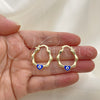 Oro Laminado Small Hoop, Gold Filled Style Heart and Evil Eye Design, Blue Enamel Finish, Golden Finish, 02.213.0443.1.25