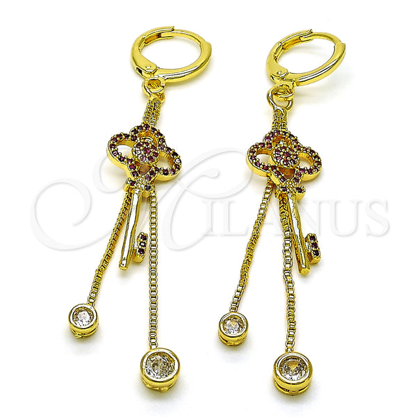 Gold Filled Ring — Long Earring key and Box Design with Ruby — main product view — SKU 150807 | Oro Laminado anillo — Long Earring key and Box diseño with Ruby — SKU 150807