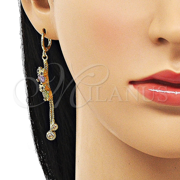 Gold Filled Ring — Long Earring Owl and Box Design with Amethyst — alternate product view — SKU 150808 | Oro Laminado anillo — Long Earring Owl and Box diseño with Amethyst — SKU 150808