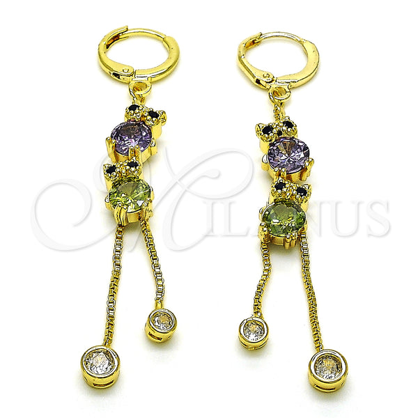Gold Filled Ring — Long Earring Owl and Box Design with Amethyst — main product view — SKU 150808 | Oro Laminado anillo — Long Earring Owl and Box diseño with Amethyst — SKU 150808