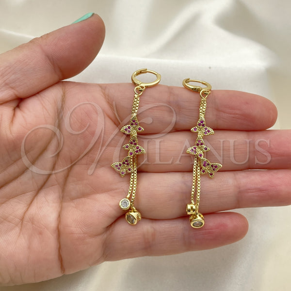 Gold Filled Ring — Long Earring Butterfly and Box Design with Ruby — alternate product view — SKU 150810 | Oro Laminado anillo — Long Earring Butterfly and Box diseño with Ruby — SKU 150810