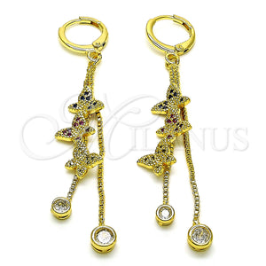 Gold Filled Ring — Long Earring Butterfly and Box Design with Multicolor — main product view — SKU 150811 | Oro Laminado anillo — Long Earring Butterfly and Box diseño with Multicolor — SKU 150811