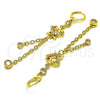 Oro Laminado Long Earring, Gold Filled Style Star and Heart Design, with White Cubic Zirconia, Polished, Golden Finish, 02.316.0092