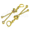 Oro Laminado Long Earring, Gold Filled Style Star and Heart Design, with Multicolor and White Cubic Zirconia, Polished, Golden Finish, 02.316.0092.1