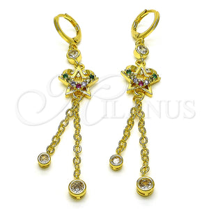 Gold Filled Ring — Long Earring Star and Heart Design with Multicolor — main product view — SKU 150815 | Oro Laminado anillo — Long Earring estrella and corazón diseño with Multicolor — SKU 150815