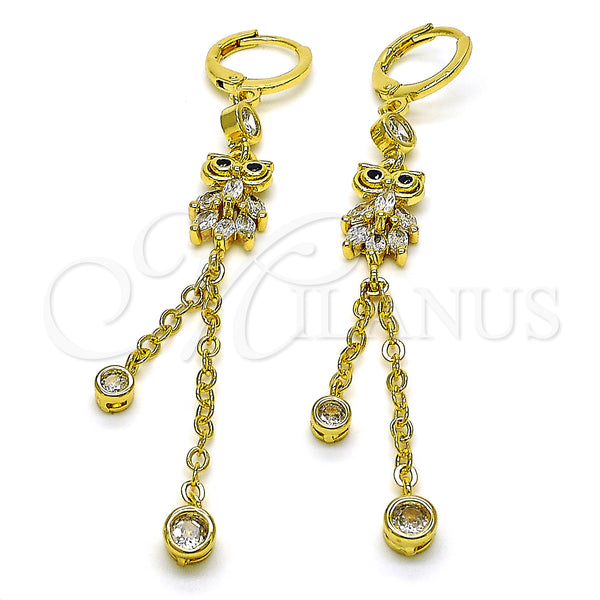 Gold Filled Ring — Long Earring Owl and Rolo Design with White — main product view — SKU 150816 | Oro Laminado anillo — Long Earring Owl and Rolo diseño with blanco — SKU 150816