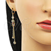 Oro Laminado Long Earring, Gold Filled Style Owl and Rolo Design, with Multicolor Cubic Zirconia, Polished, Golden Finish, 02.316.0093.1