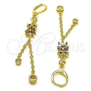 Gold Filled Ring — Long Earring Owl and Rolo Design with Multicolor — main product view — SKU 150817 | Oro Laminado anillo — Long Earring Owl and Rolo diseño with Multicolor — SKU 150817