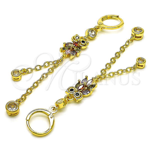 Gold Filled Ring — Long Earring Owl and Rolo Design with Multicolor — alternate product view — SKU 150817 | Oro Laminado anillo — Long Earring Owl and Rolo diseño with Multicolor — SKU 150817