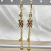Oro Laminado Long Earring, Gold Filled Style Owl and Rolo Design, with Multicolor Cubic Zirconia, Polished, Golden Finish, 02.316.0093.1