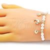 Oro Laminado Adjustable Bolo Bracelet, Gold Filled Style Dolphin and Shell Design, with Ivory Pearl, Polished, Golden Finish, 03.213.0205.09 (06 MM Thickness, 9 Inches Length)