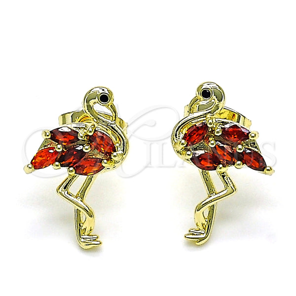 Gold Filled Ring — Stud Earring with Garnet Cubic Zirconia and Black — alternate product view — SKU 150827 | Oro Laminado anillo — Stud Earring with Garnet Cubic Zirconia and negro — SKU 150827