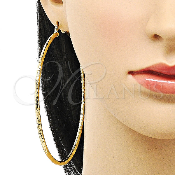 Gold Filled Hoop Earrings — Extra Large Hoop Diamond Cutting 02. — alternate product view — SKU 150830 | Oro Laminado aretes de aro — Extra Large Hoop Diamond Cutting 02. — SKU 150830