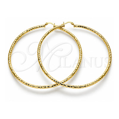 Oro Laminado Extra Large Hoop, Gold Filled Style Diamond Cutting Finish, Golden Finish, 02.213.0238.80