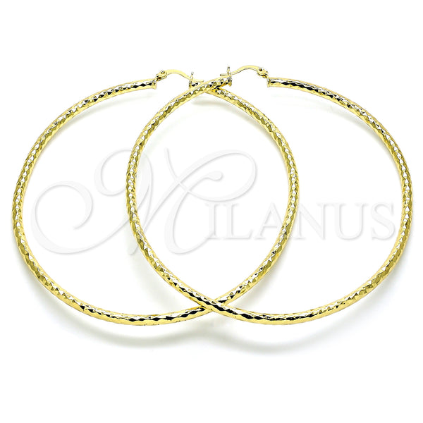 Gold Filled Hoop Earrings — Extra Large Hoop Diamond Cutting 02. — main product view — SKU 150830 | Oro Laminado aretes de aro — Extra Large Hoop Diamond Cutting 02. — SKU 150830