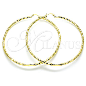 Gold Filled Hoop Earrings — Extra Large Hoop Diamond Cutting 02. — main product view — SKU 150830 | Oro Laminado aretes de aro — Extra Large Hoop Diamond Cutting 02. — SKU 150830