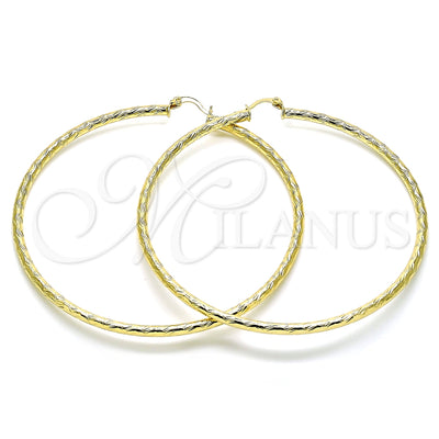 Oro Laminado Extra Large Hoop, Gold Filled Style Diamond Cutting Finish, Golden Finish, 02.213.0245.1.80