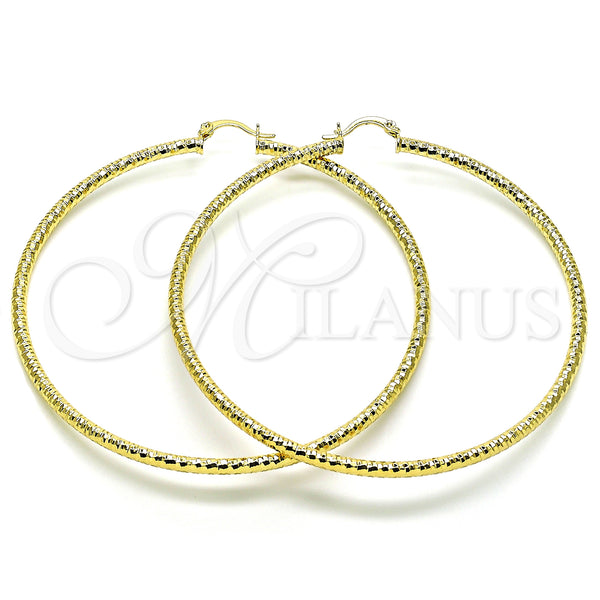 Oro Laminado Extra Large Hoop, Gold Filled Style Diamond Cutting Finish, Golden Finish, 02.213.0246.1.80