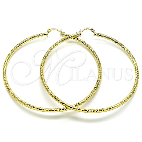 Oro Laminado Extra Large Hoop, Gold Filled Style Diamond Cutting Finish, Golden Finish, 02.213.0246.1.80