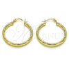Oro Laminado Medium Hoop, Gold Filled Style Diamond Cutting Finish, Golden Finish, 02.213.0254.1.30