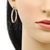 Oro Laminado Medium Hoop, Gold Filled Style Hollow Design, Diamond Cutting Finish, Golden Finish, 02.213.0254.1.30