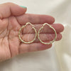 Oro Laminado Medium Hoop, Gold Filled Style Hollow Design, Diamond Cutting Finish, Golden Finish, 02.213.0254.1.30