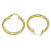 Oro Laminado Medium Hoop, Gold Filled Style Hollow Design, Diamond Cutting Finish, Golden Finish, 02.213.0254.1.30